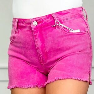 Zenana Outfitters pink Frayed Jean Shorts